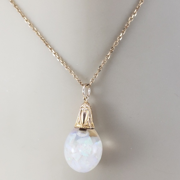 14 Karat Yellow Gold Floating Opal Pendant #20197 - Picture 7 of 7